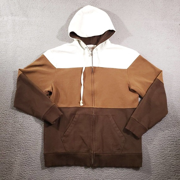 Vintage Kirra Hoodie Womens Extra Large Brown White Striped Full Zip Skater Punk - Picture 1 of 14